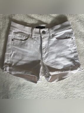 Express White Distressed Denim Short Shorts